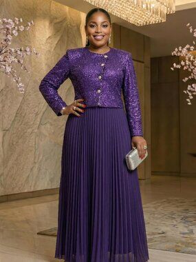 Plus Size Phoenix Purple Jacket & Dress Set